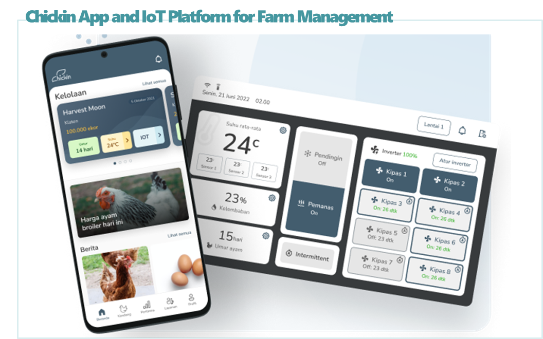 Chickin app and IoT platform dashboard for poultry farm management